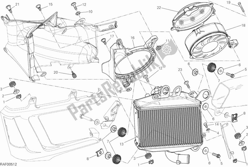 All parts for the Radiator, Water, Lh of the Ducati Diavel FL USA 1200 2015